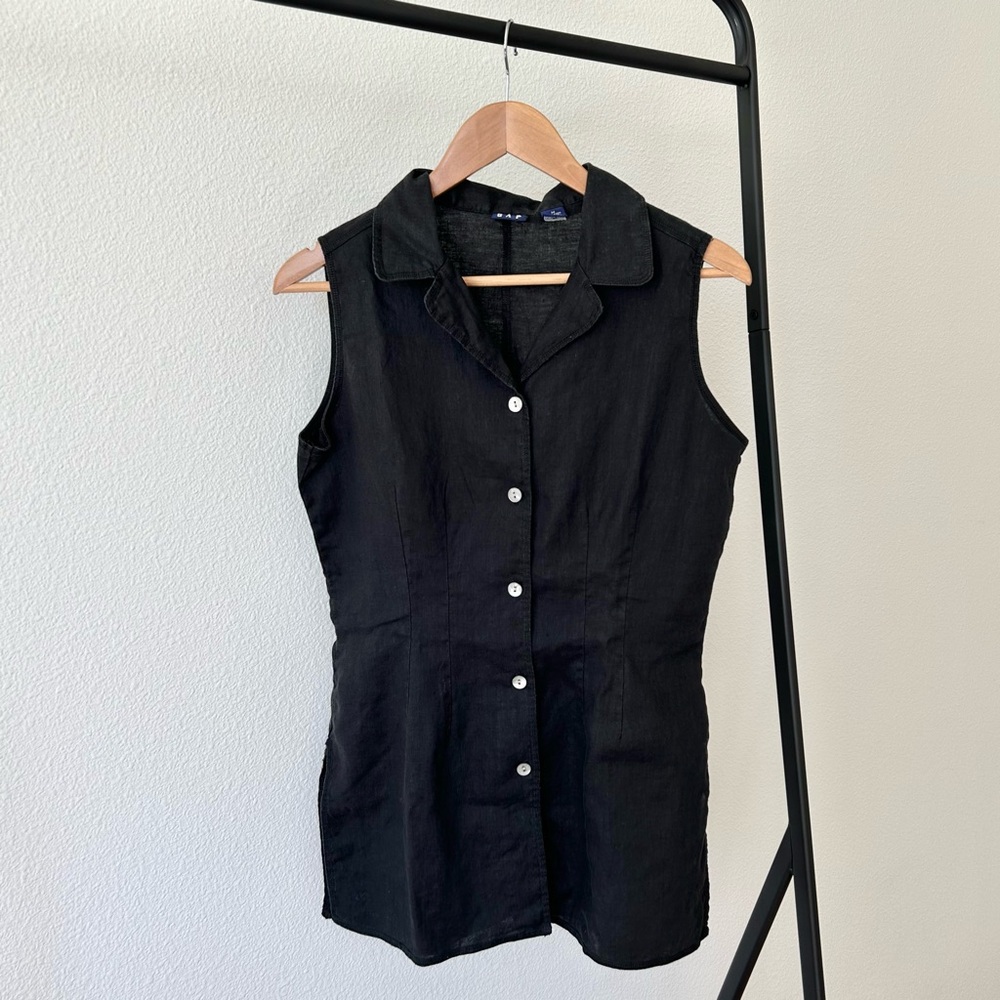 Vintage 100% Linen Gap Sleeveless Button Up